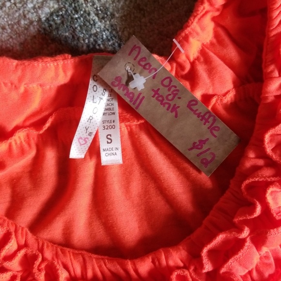 Neon Orange Ruffle Tank - Picture 3 of 4
